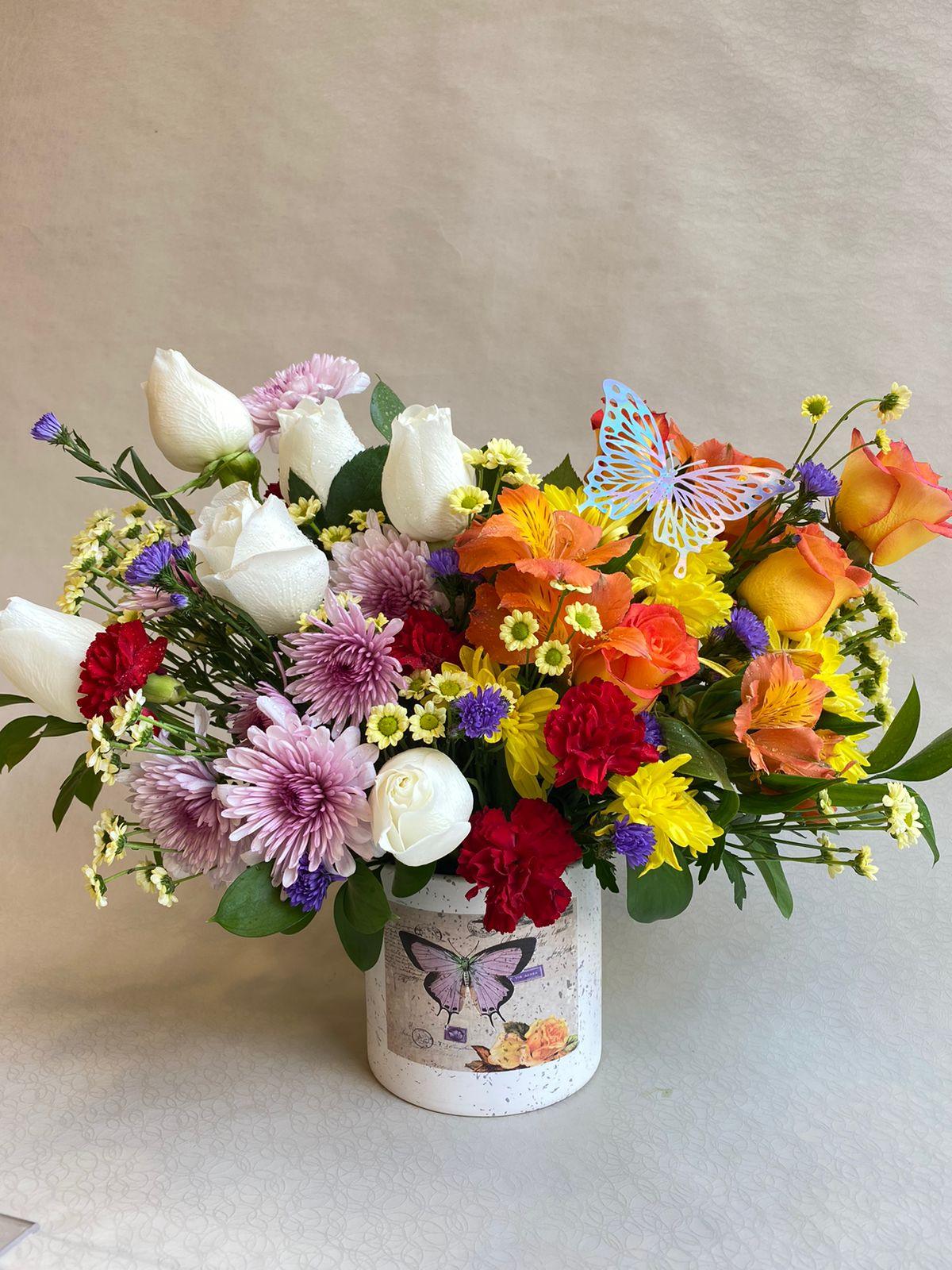 Mixed Flowers Vase - Besan Flowers