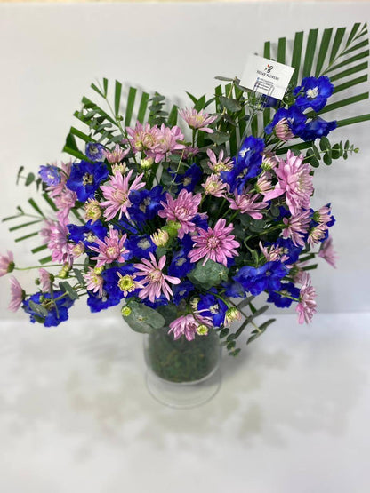 Besan Flowers Delphinium navy Blue Vase