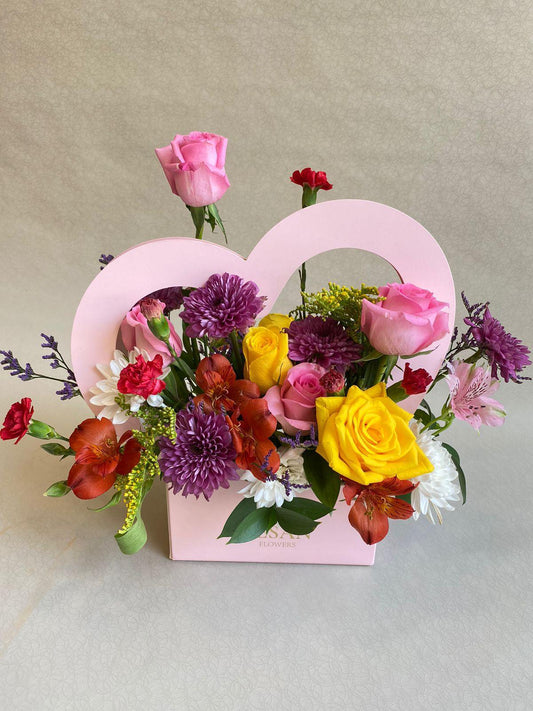 Besan Flowers Heart Flowers Box