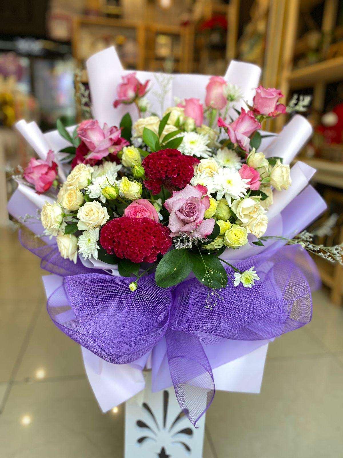 Purple Bouquet - Besan Flowers