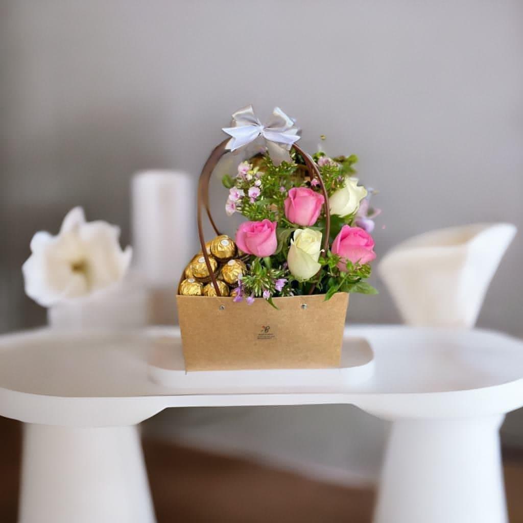 Rose basket, Ferrero Basket for Her - Besan Flowers