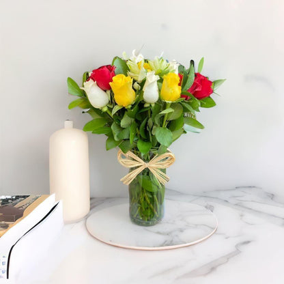 Roses vase ,Sunshine Vase - Besan Flowers