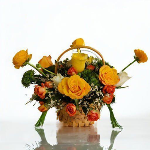 Yellow Flowers Basket - Besan Flowers