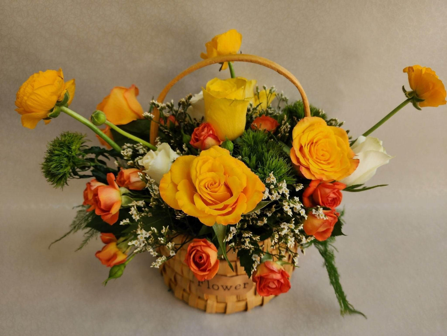 Yellow Flowers Basket - Besan Flowers