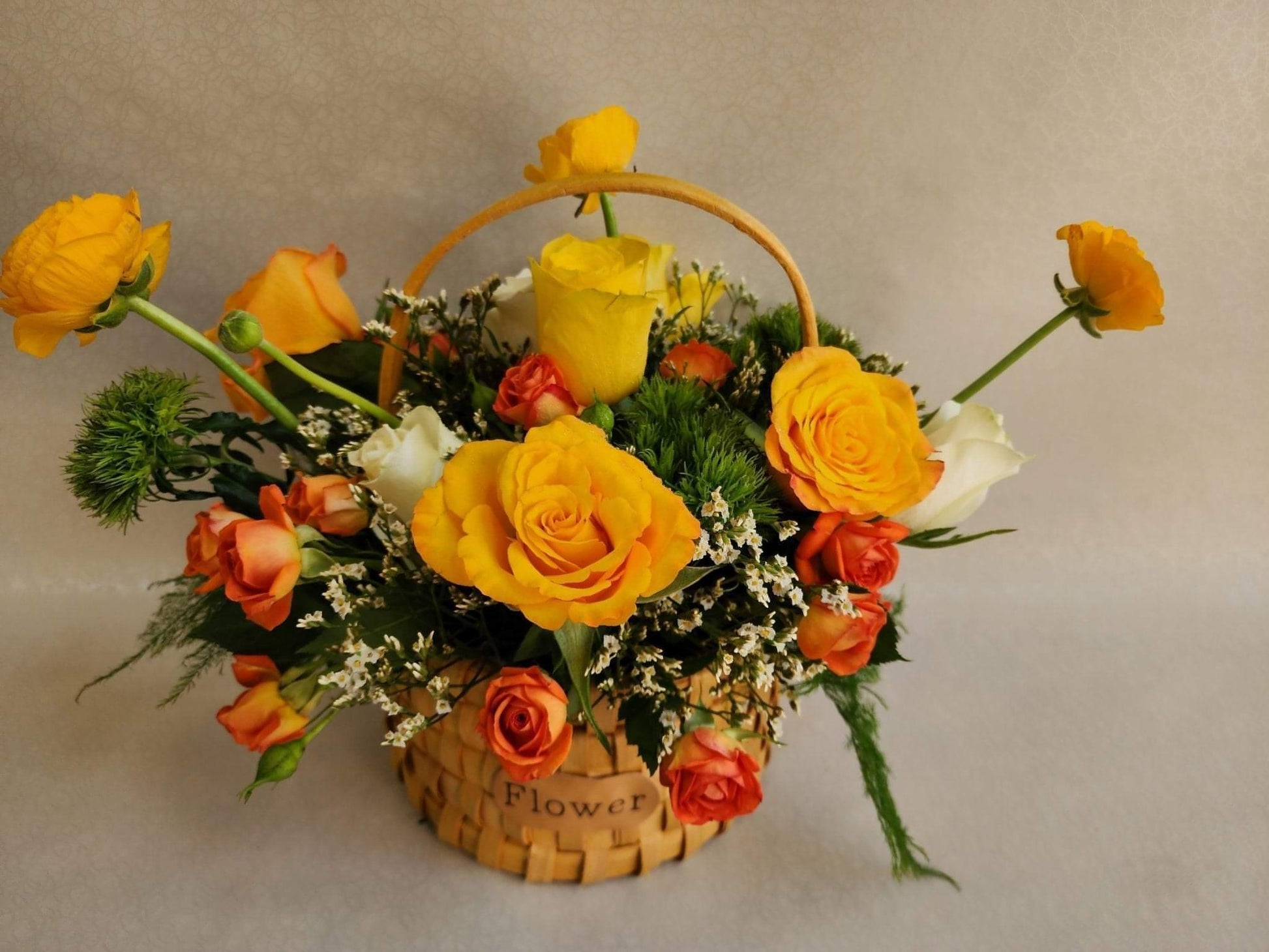 Yellow Flowers Basket - Besan Flowers